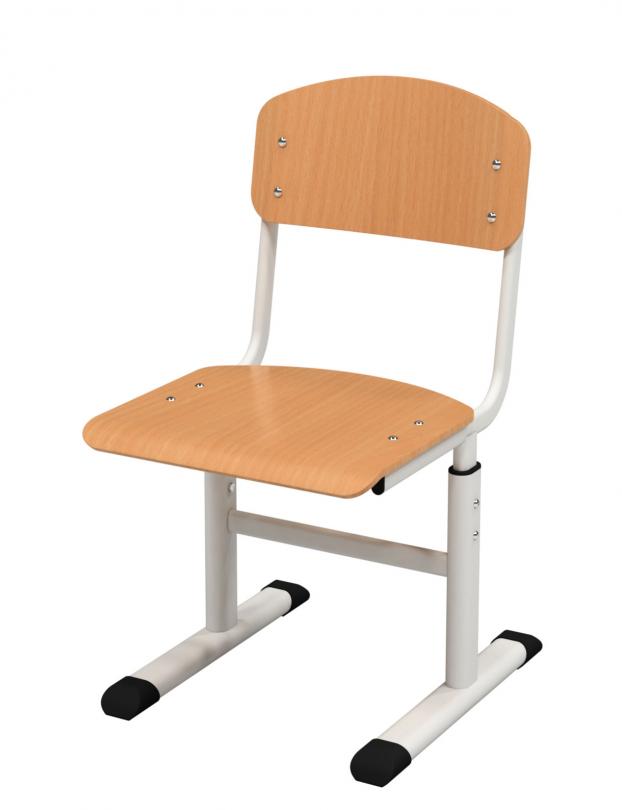 Учнівський стілець Т-подібний на ростові групи №4-7, каркас- плоскоовальна металева труб, покриття- пластик HPL, АЛМАНТ, 391х485х740-860 мм